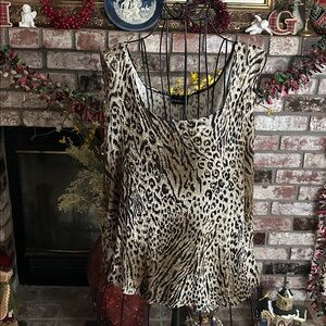 Vintage 90s Leopard Print Stretchy Tank Top Sz M